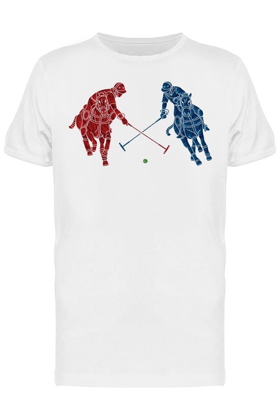 Polo Horses Red And Blue T-Shirt Men -Image by Shutterstock, Male Medium