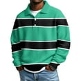 thumbnail image 1 of Polo Mens Shirts Button Collar Casual Fall Tops Striped Color Block Waffle Sweatshirt Lightweight Pullover Tops, 1 of 3