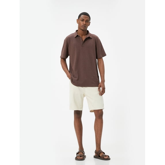 Polo Neck Textured T-Shirt