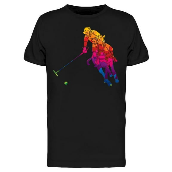 Polo Player Rainbow Design T-Shirt Men -Image by Shutterstock, Male 3X-Large