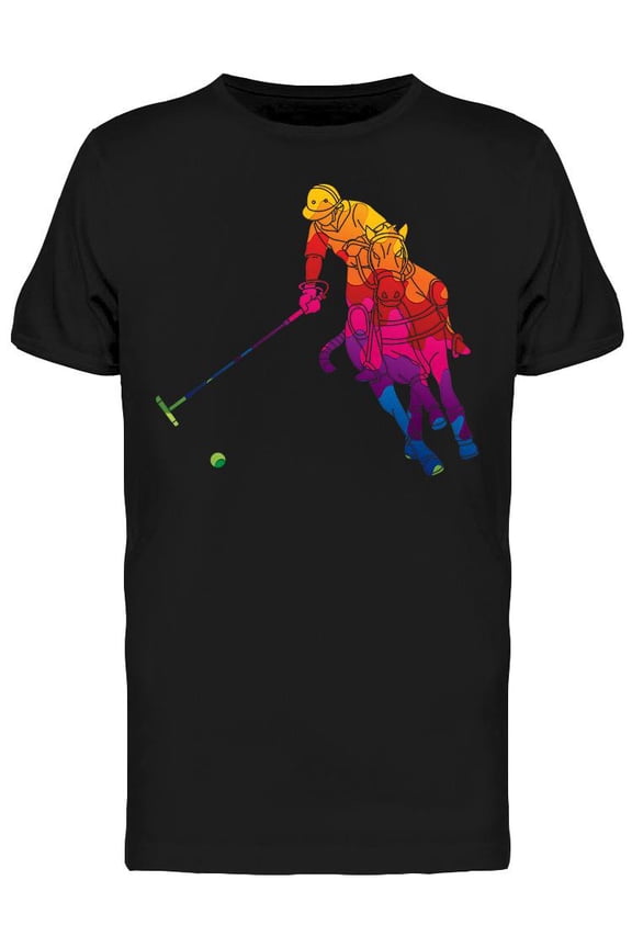 Polo Player Rainbow Design T-Shirt Men -Image by Shutterstock, Male 3X-Large