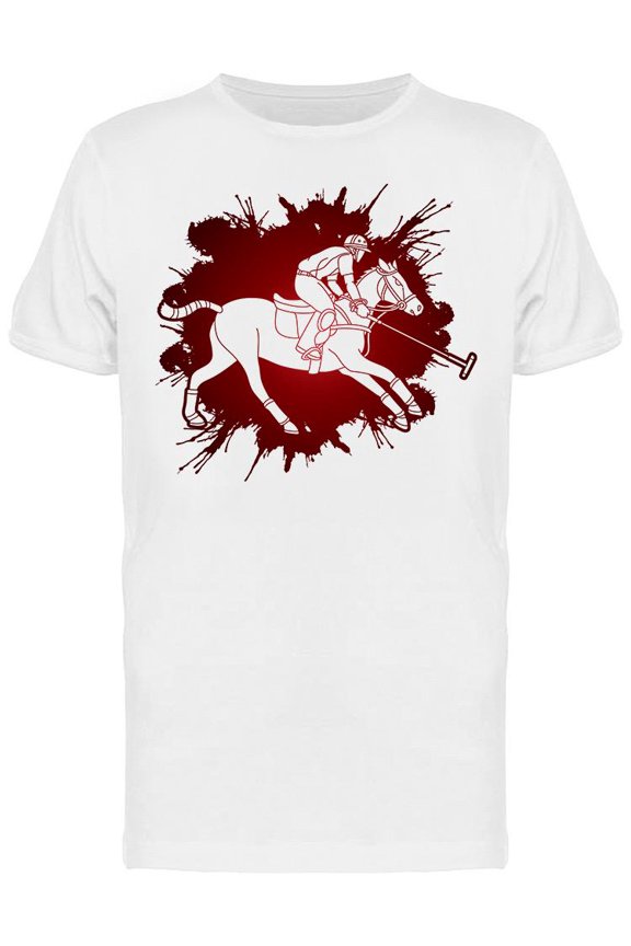 Polo Player Red Splash T-Shirt Men -Image by Shutterstock, Male Large