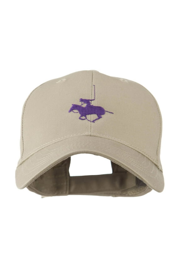 Polo Player Sports Embroidered Cap - Khaki OSFM