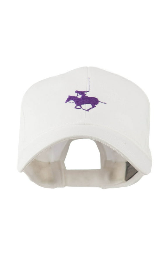Polo Player Sports Embroidered Cap - White OSFM