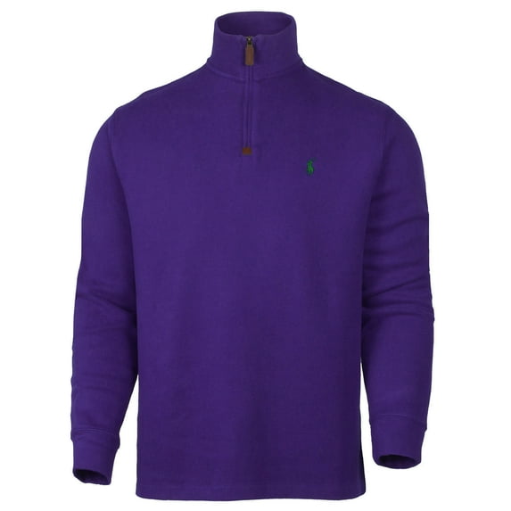 Polo RL Men's Half Zip Mock Neck Sweatshirt (Large, Purple)