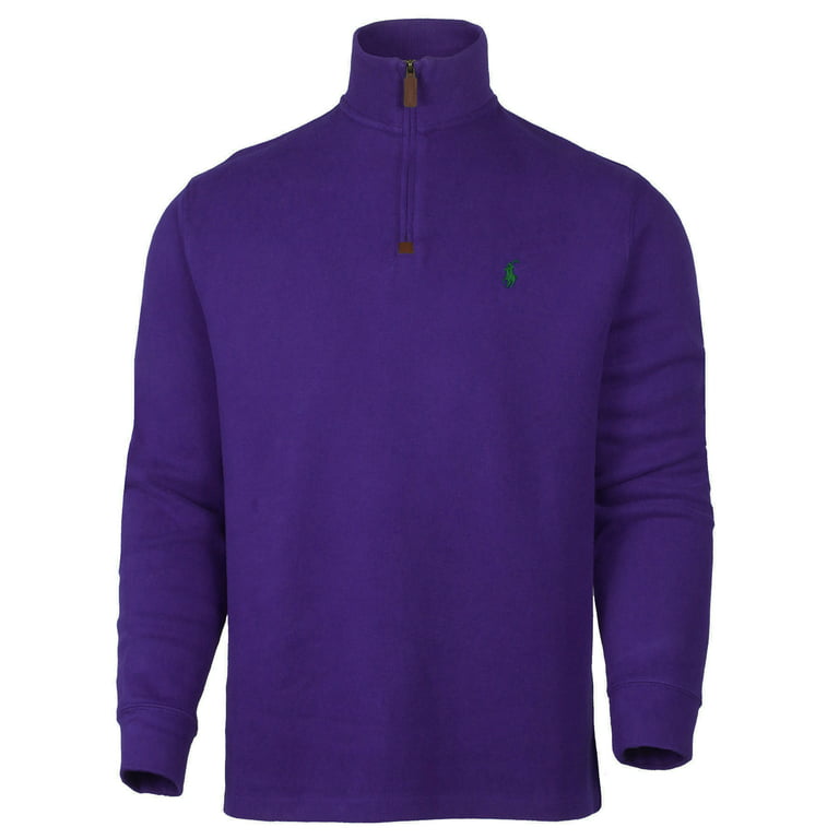 Polo RL Men's Half Zip Mock Neck Sweatshirt (Medium, Purple) 