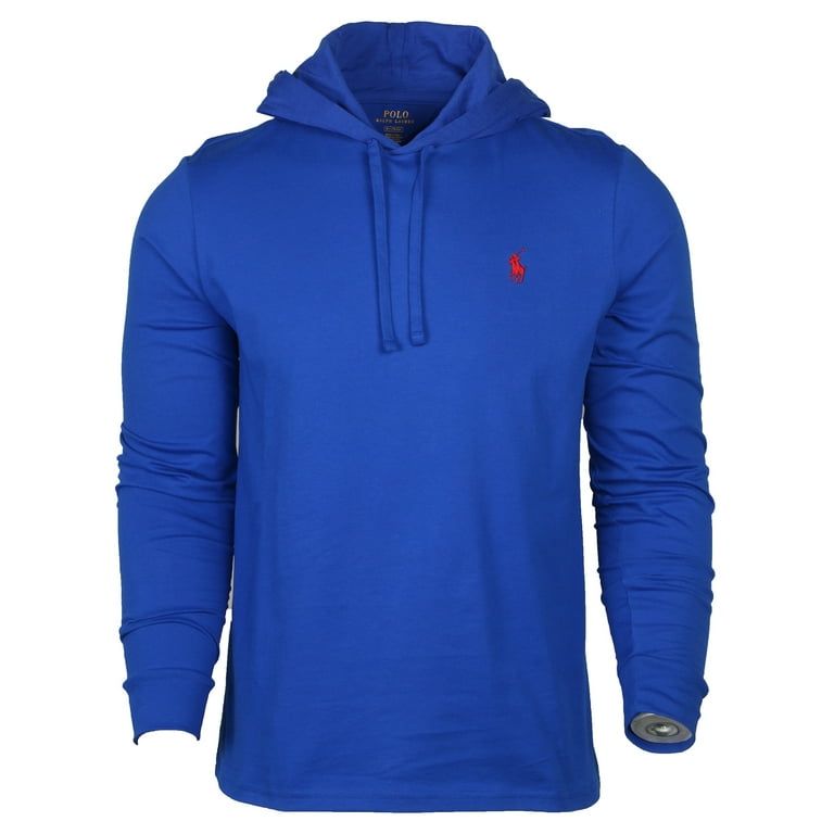 Polo RL Men s Long Sleeve Jersey Knit Pullover Hoodie Blue Red Large