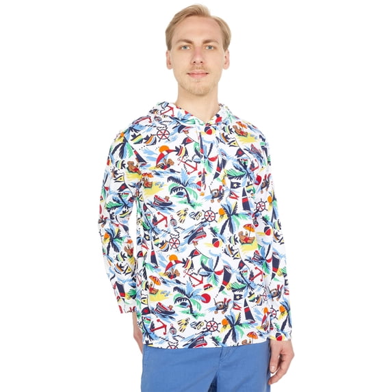 Polo RL Men's Nautical Bear Long Sleeve Hoodie Tee (White Nautical Deco Bearwaiian, XX-Large)