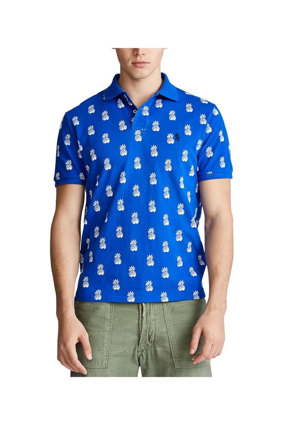 Polo RL Men's Pineapple Print Custom Slim Fit Mesh Shirt (Royal Multi, Medium)