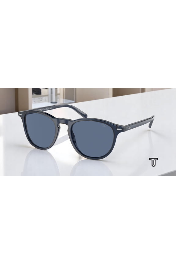 POLO PH4181 547080 Shiny Transparent Navy Blue Blue 51 mm Men's Sunglasses