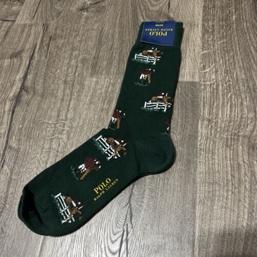 Polo Ralph Lauren 1 Pair Men's Socks Hunter Green Pony and Rider Print