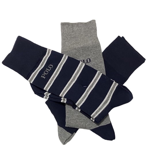 Polo Ralph Lauren 3 Pairs Stripes Solid Dress Sock Size 10-13