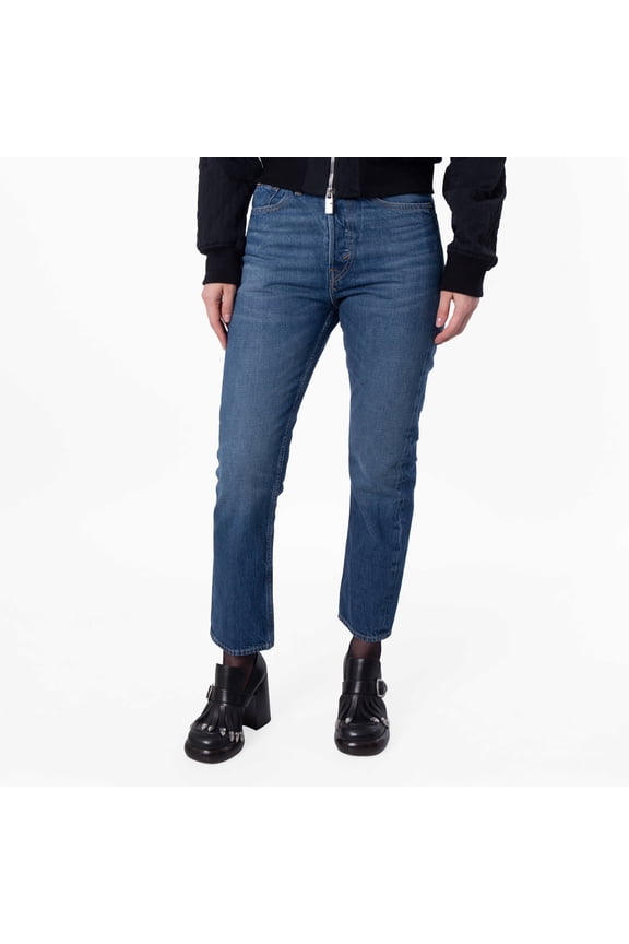 3X1 Rigid High-Waist Cropped Jeans, Size 25R
