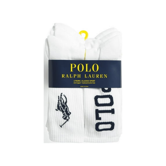 Polo Ralph Lauren 6 Pair Men's Big Pony Athletic Classic Sport Crew Socks 6-12.5