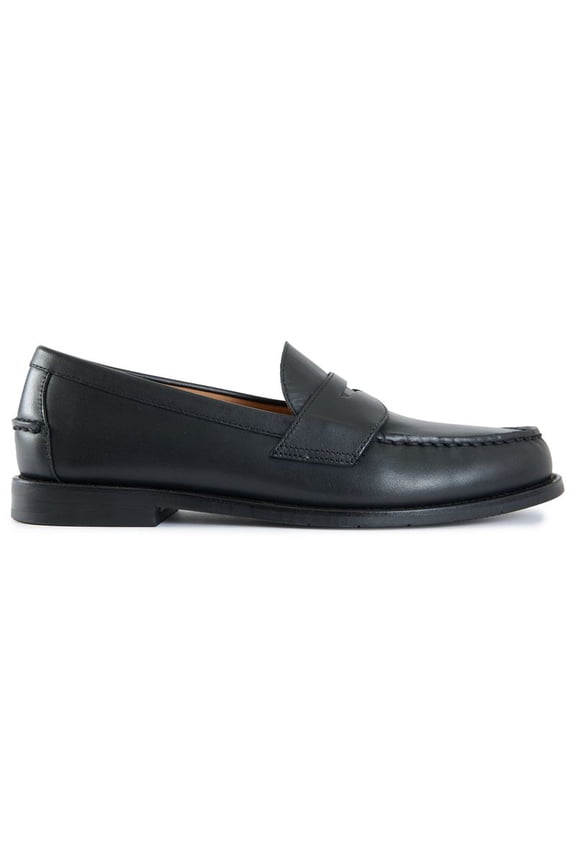 Black Leather Penny Loafers With Polished Finish Black (Men's)