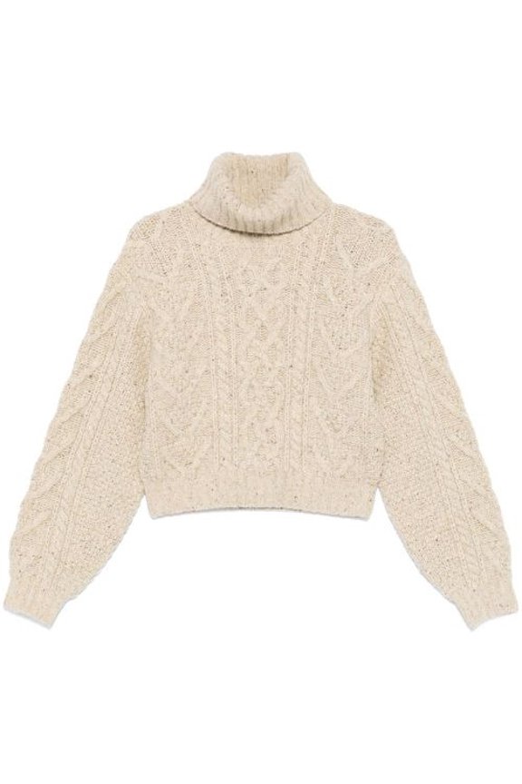 Aran Knit Merino Wool Turtleneck, Size Medium