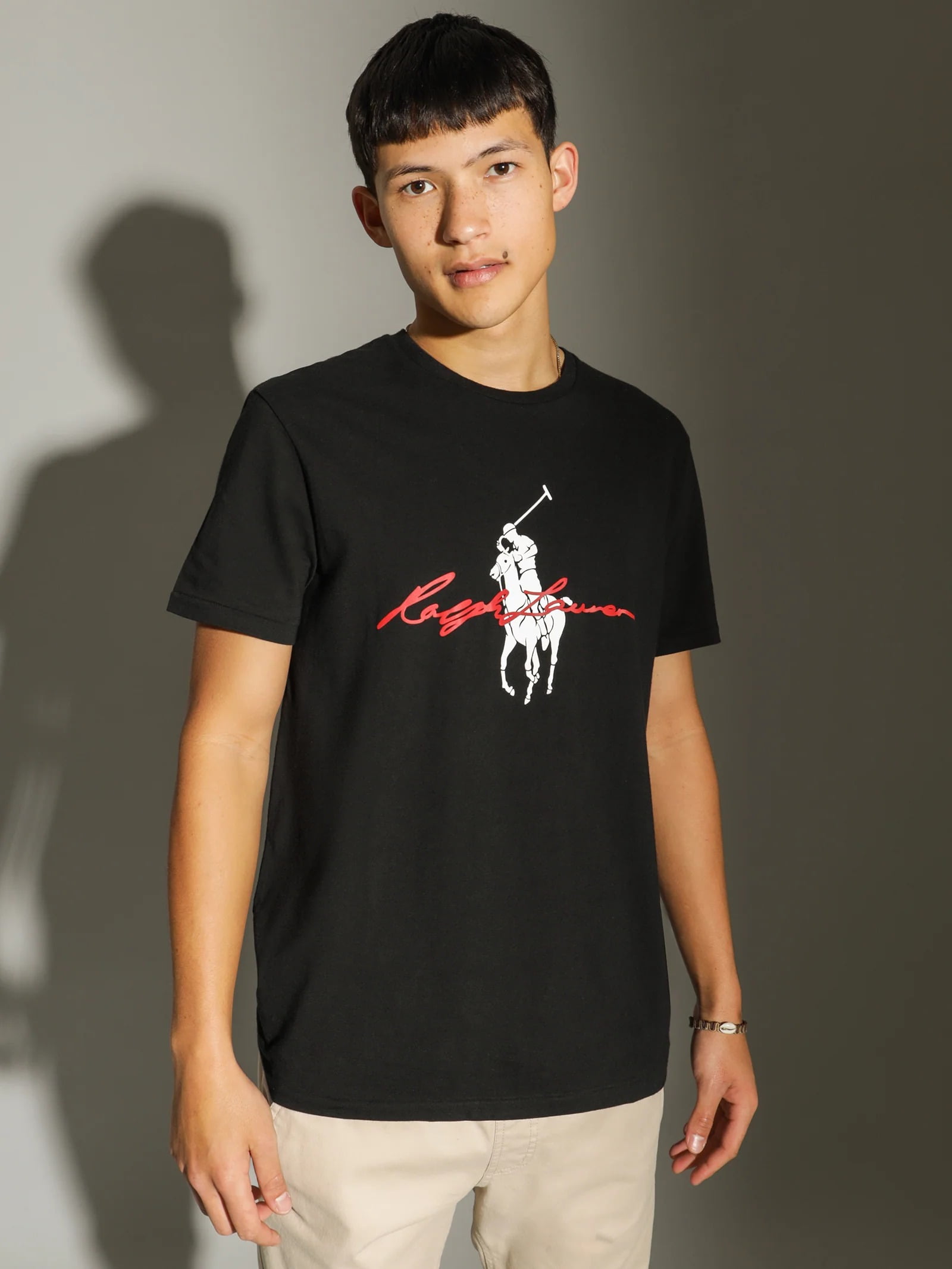 BLACK Men's Classic Fit Big Pony Logo Shirt