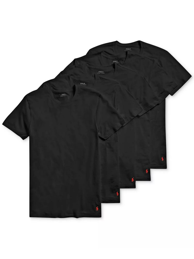 Polo Ralph Lauren BLACK Men's Cotton Classic Crews T-Shirt 5 Pack