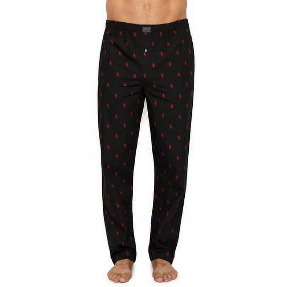 Polo Ralph Lauren BLACK/RED Men's All Over Pony Player Woven Pants, US Medium