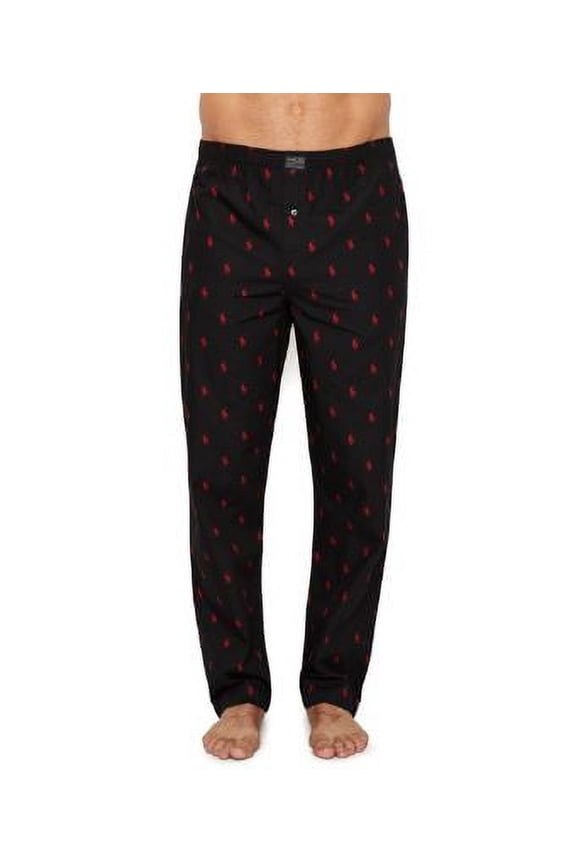 BLACK/RED Men's All Over Pony Player Woven Pants, US Medium