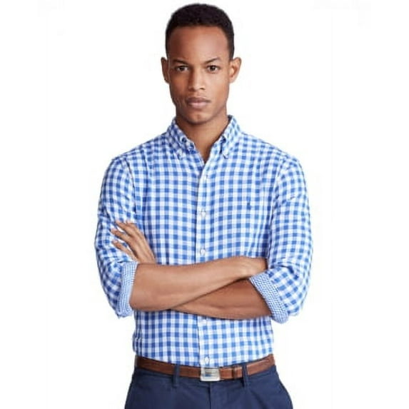 Polo Ralph Lauren BLUE/WHITE Classic-Fit Gingham Shirt, US X-Large