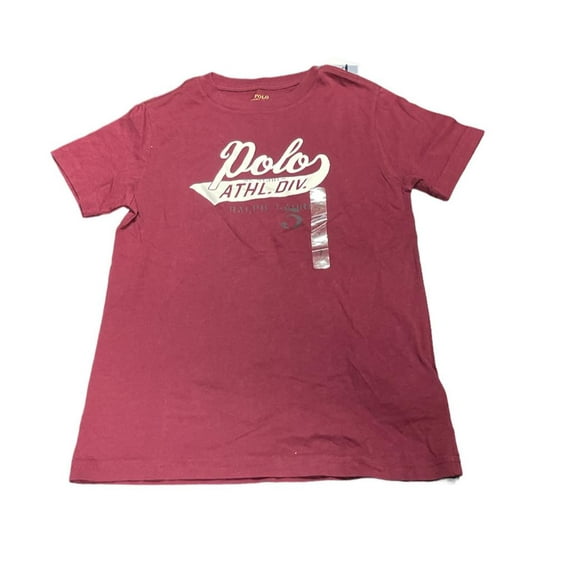 Polo Ralph Lauren BURGUNDY Boy's Polo Athletics Print Tee Shirt, Size 6, NWT