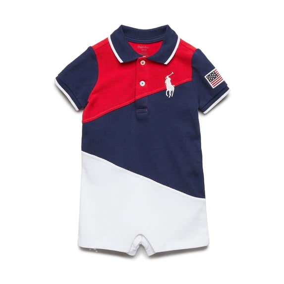 Polo Ralph Lauren Baby Boys Mesh Cotton Polo Shortall - Newport Navy