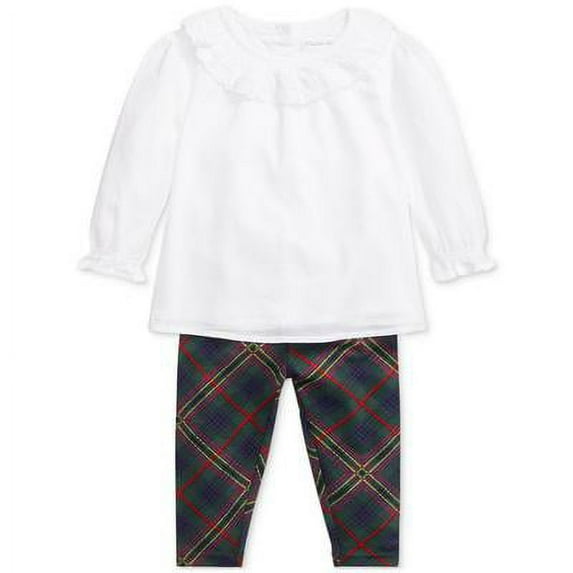 Polo Ralph Lauren Baby Girl's Ruffled Voile Top & Plaid Legging Set