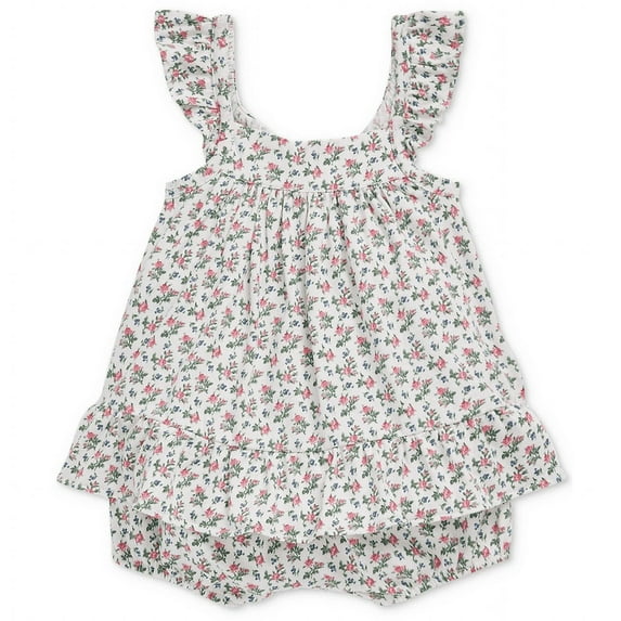 Polo Ralph Lauren Baby Girls Floral Cotton Jersey Top & Bloomer Set - White