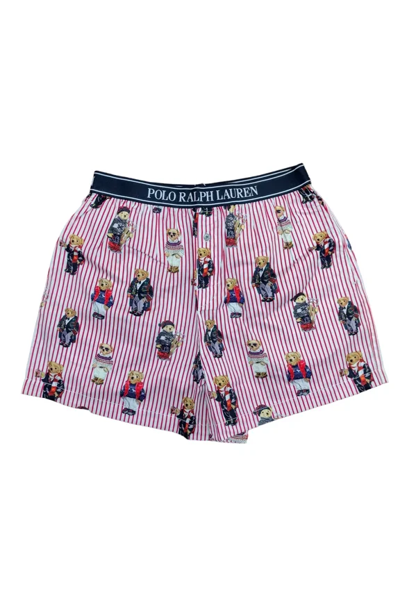 Bear Striped Cotton Boxer - 4P0119 (Bear Red, Large)