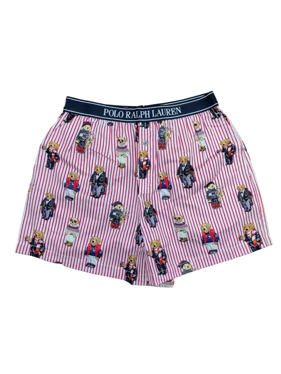 Bear Striped Cotton Boxer - 4P0119 (Bear Red, XL)