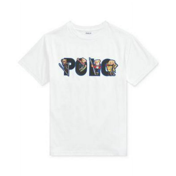 Polo Ralph Lauren Big Boys Ski Bear Cotton Jersey White Large (14-16)