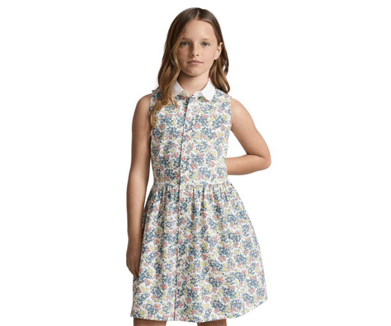 Polo Ralph Lauren Big Girls Floral Cotton Oxford Shirtdress