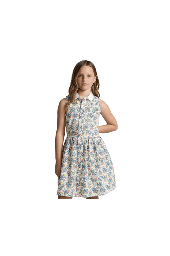 Big Girls Floral Cotton Oxford Shirtdress - Charlyn Floral