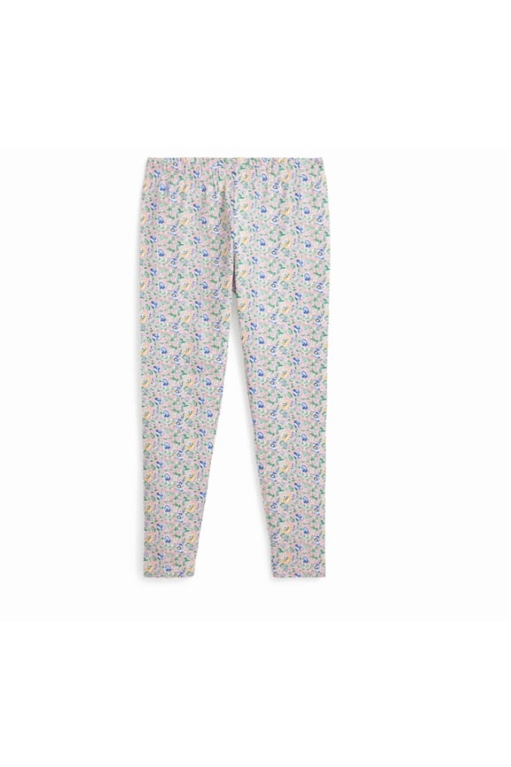 Big Girls Floral Stretch Jersey Leggings - Beneda Floral Pink, Vista Blue