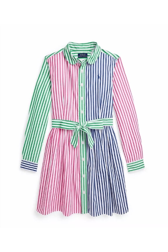 Big Girls Striped Cotton Poplin Fun Shirtdress, 8