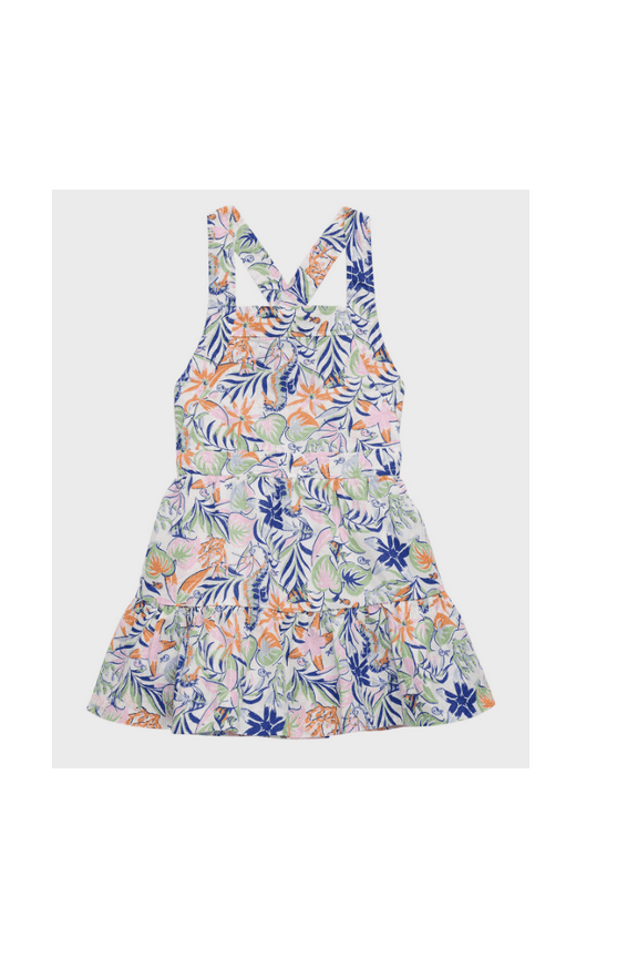 Big Girls Tropical-Print Linen-Cotton Dress - Sea Creature Tropical