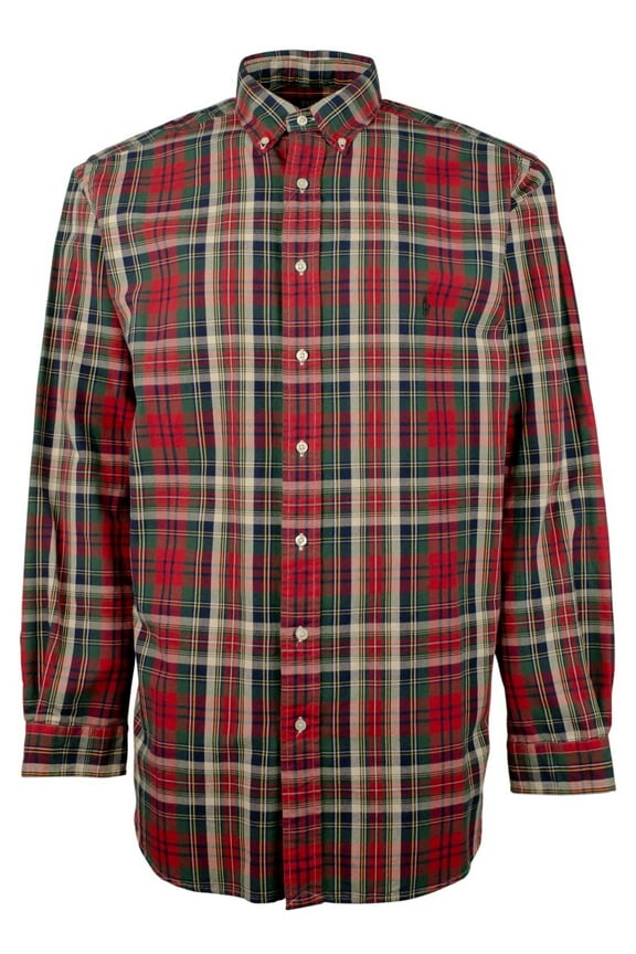 Big & Tall Men's Plaid Long Sleeve Plaid Oxford Shirt LT Multi
