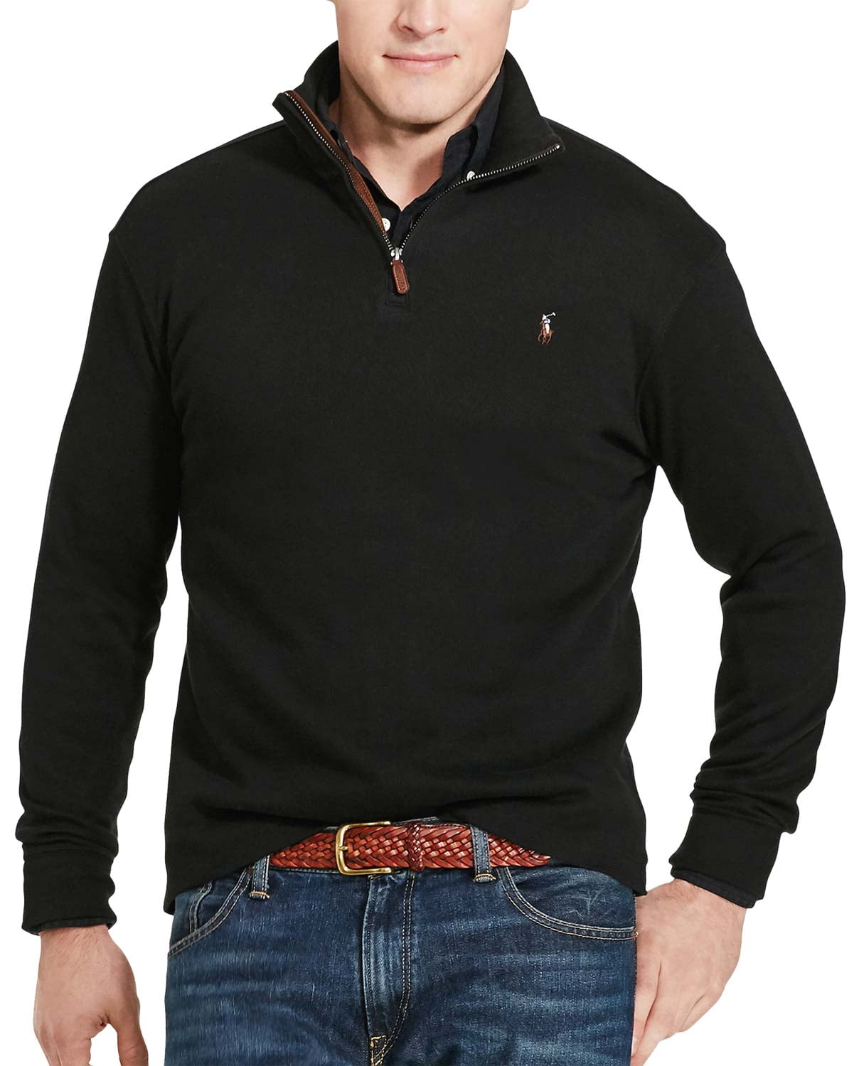 Polo Ralph Lauren Big and Tall Estate Rib Quarter Zip Sweater Black