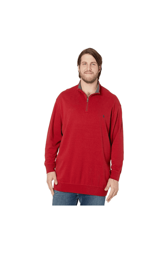 Big and Tall Luxury Jersey 1/2 Zip Red 2LT