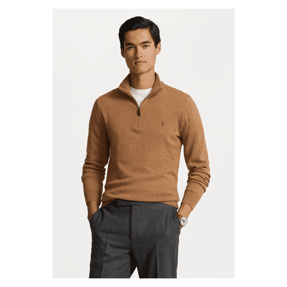 Polo Ralph Lauren Big and Tall Mesh Knit Cotton Quarter-Zip