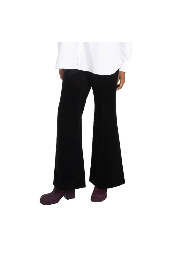 Black Pintucked Corduroy Flared Trousers, Size 0R