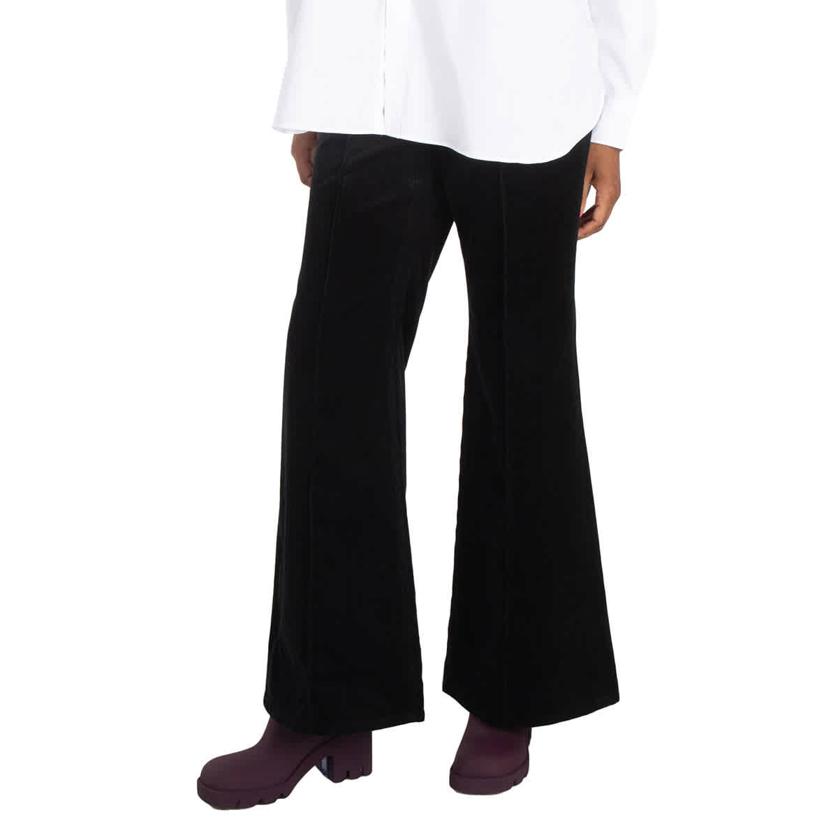 Polo Ralph Lauren Black Pintucked Corduroy Flared Trousers, Size 2R ...