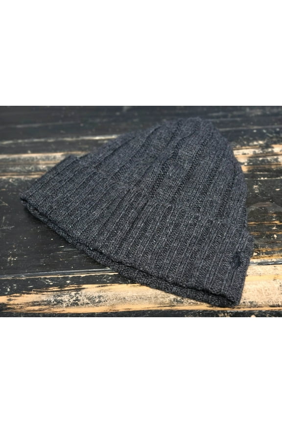 Black Pony Charcoal Gray Cuff-Fold Signature Beanie Hat