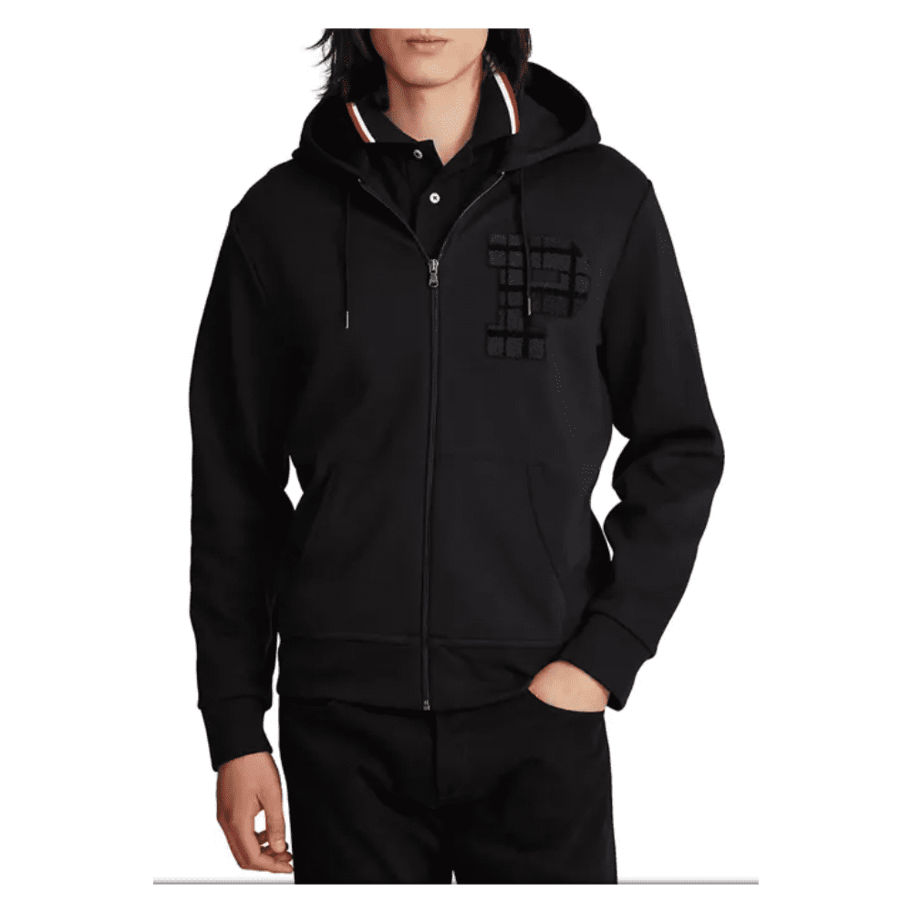 Polo Ralph Lauren Black Watch–Patch Full-Zip Hoodie, Black, LT/GL