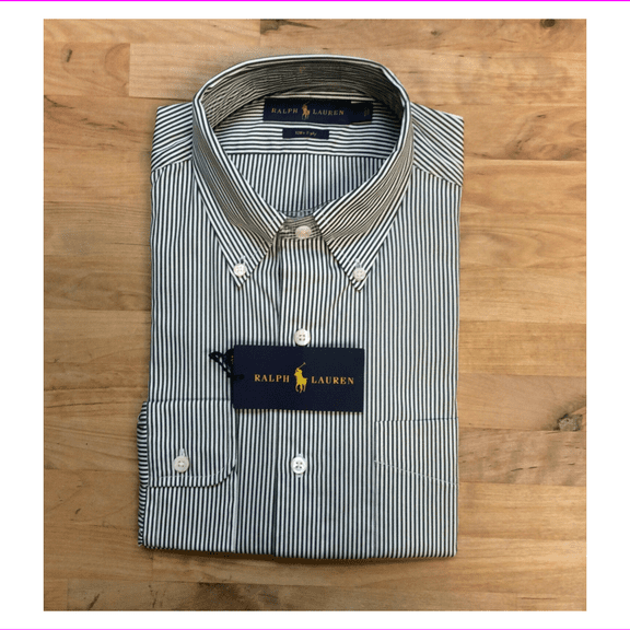 Polo Ralph Lauren Blake Stripe Broadcloth Dress Shirt, Green/White, Size L