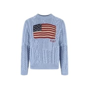 Blue American Flag Cable Knit Sweater