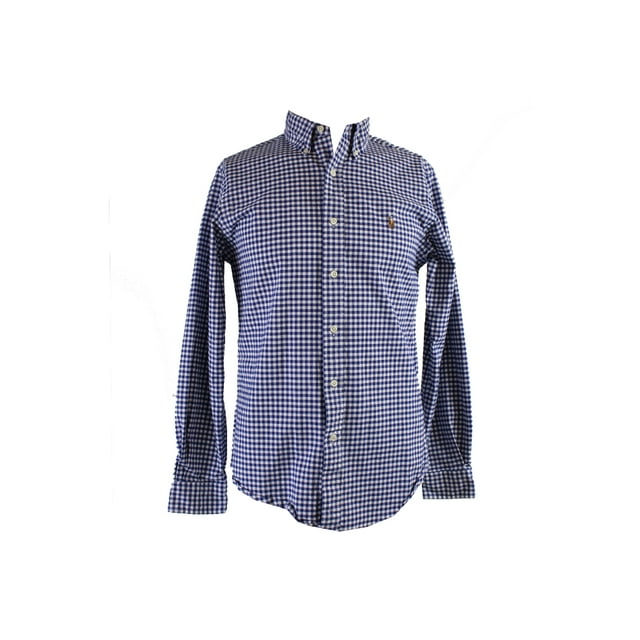 Polo Ralph Lauren Blue White Checked Slim Fit Stretch Oxford Shirt M