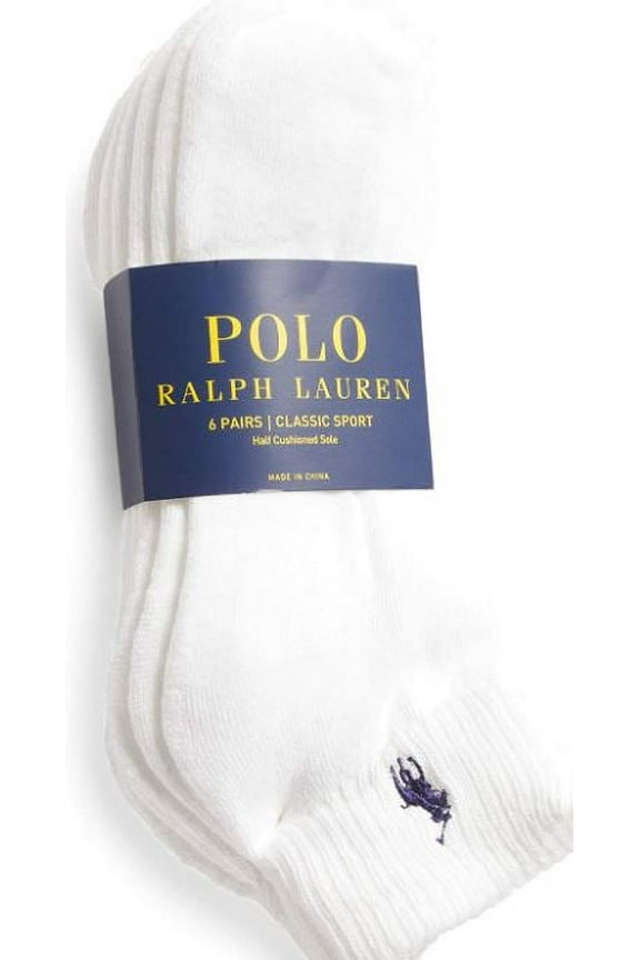 Men's 6 Pairs/Pack Quarter Socks, Shoe Size 6-13, white