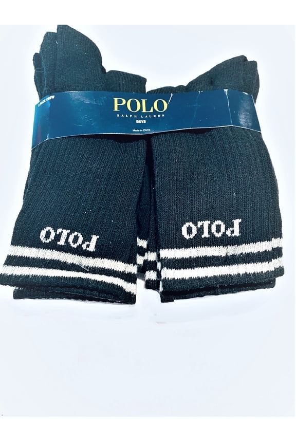 Boy's 6 Pairs/Pack Crew Socks, Shoe Size 13C-3Y, Black